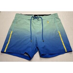 Men's Tucann Faded Ocean Swim Trunks 5" Size Medium Green Blue Hombre *READ*